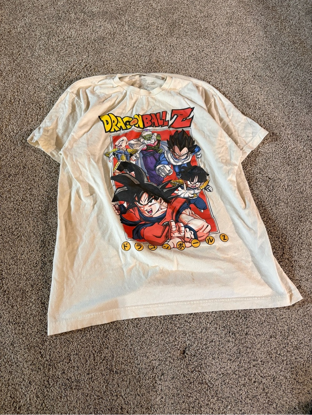Dragon Ball Z Anime Graphic T-Shirt Off White / Cream Size Large